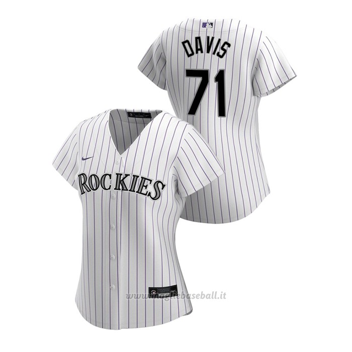 Maglia Baseball Donna Colorado Rockies Wade Davis 2020 Replica Primera Bianco